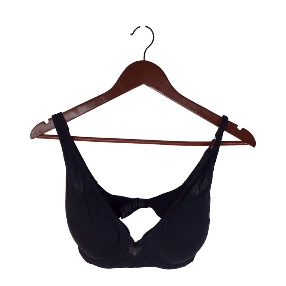 Thirdlove 24/7 Cotton Plunge Bra in Black Size 34D.